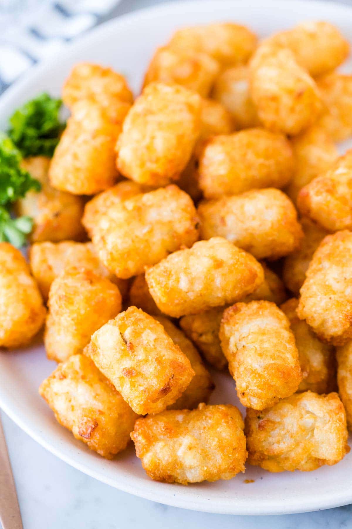 Gros plan sur une assiette de Tater Tots croustillants