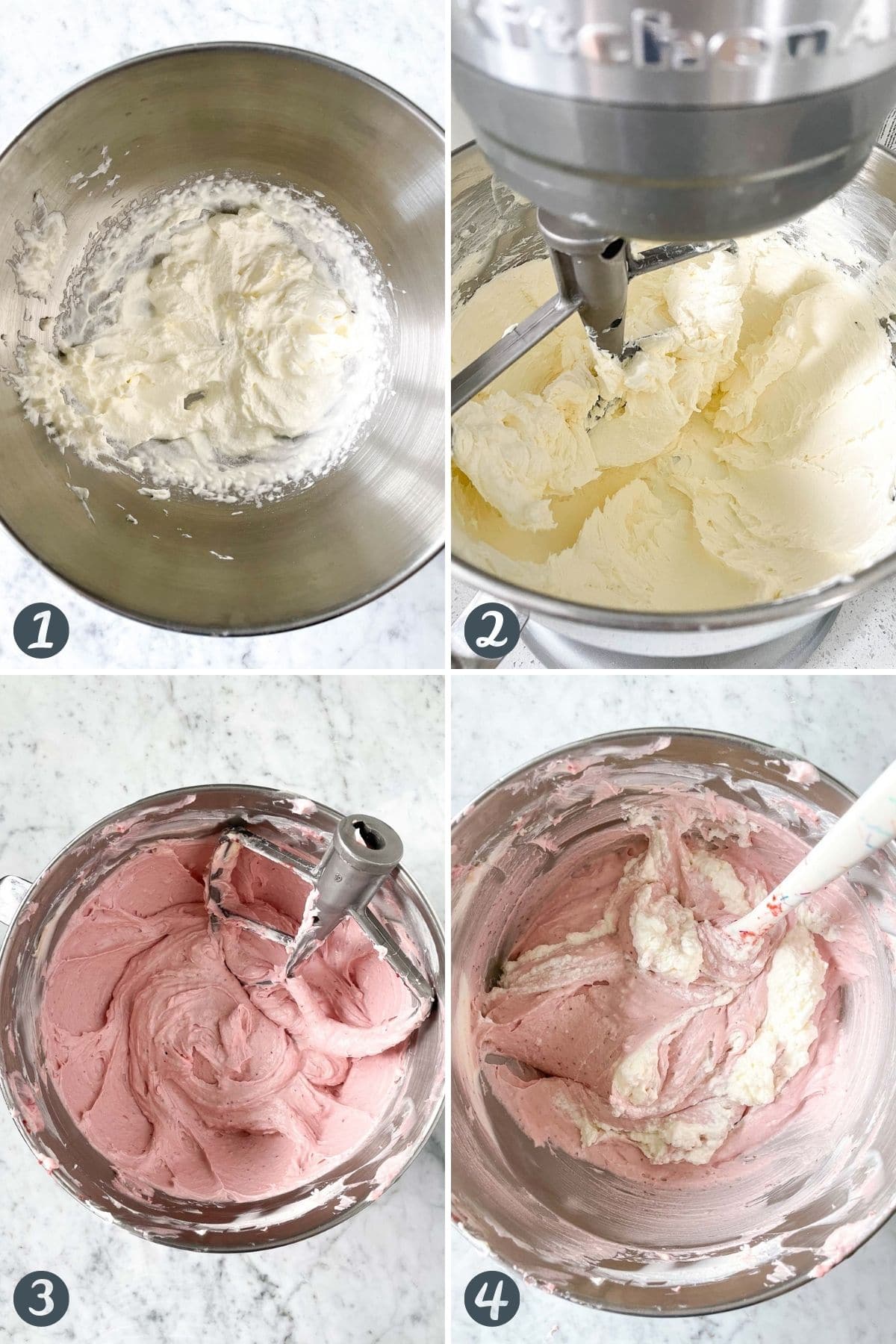 Étapes pour préparer la garniture du cheesecake.