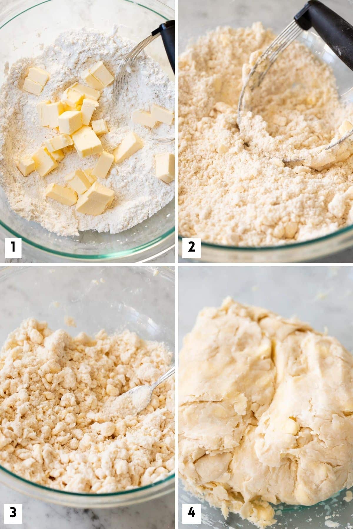 Étapes pour réaliser une pâte à tarte.