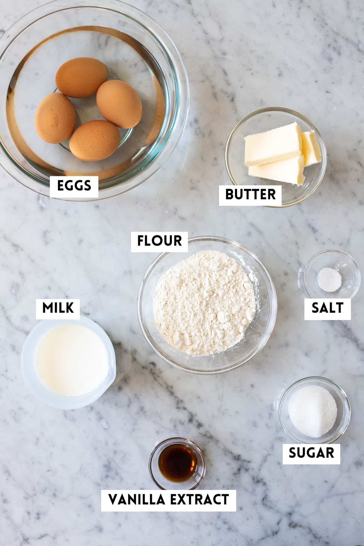 Ingrédients pour préparer un pancake allemand.
