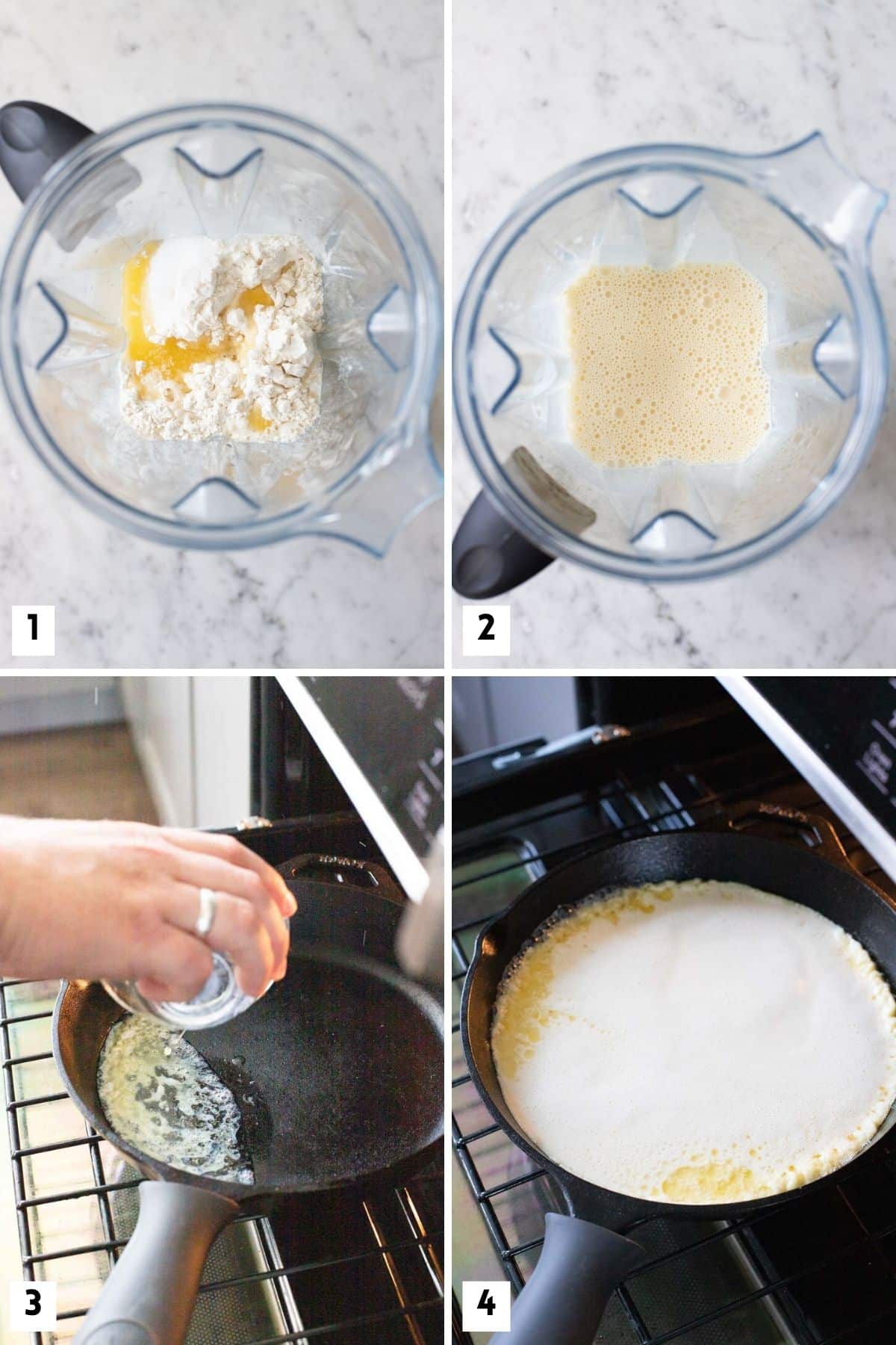 Étapes pour préparer un pancake néerlandais.