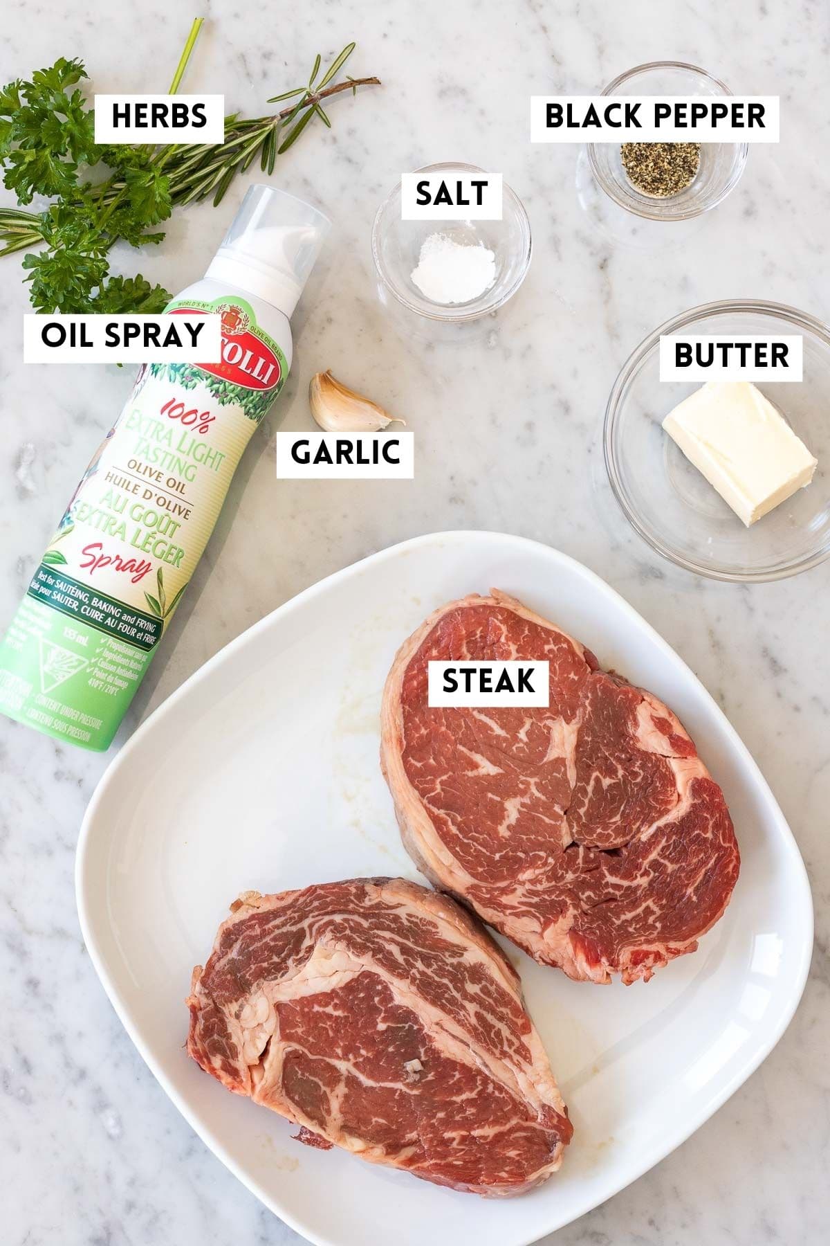Ingrédients pour faire un steak.