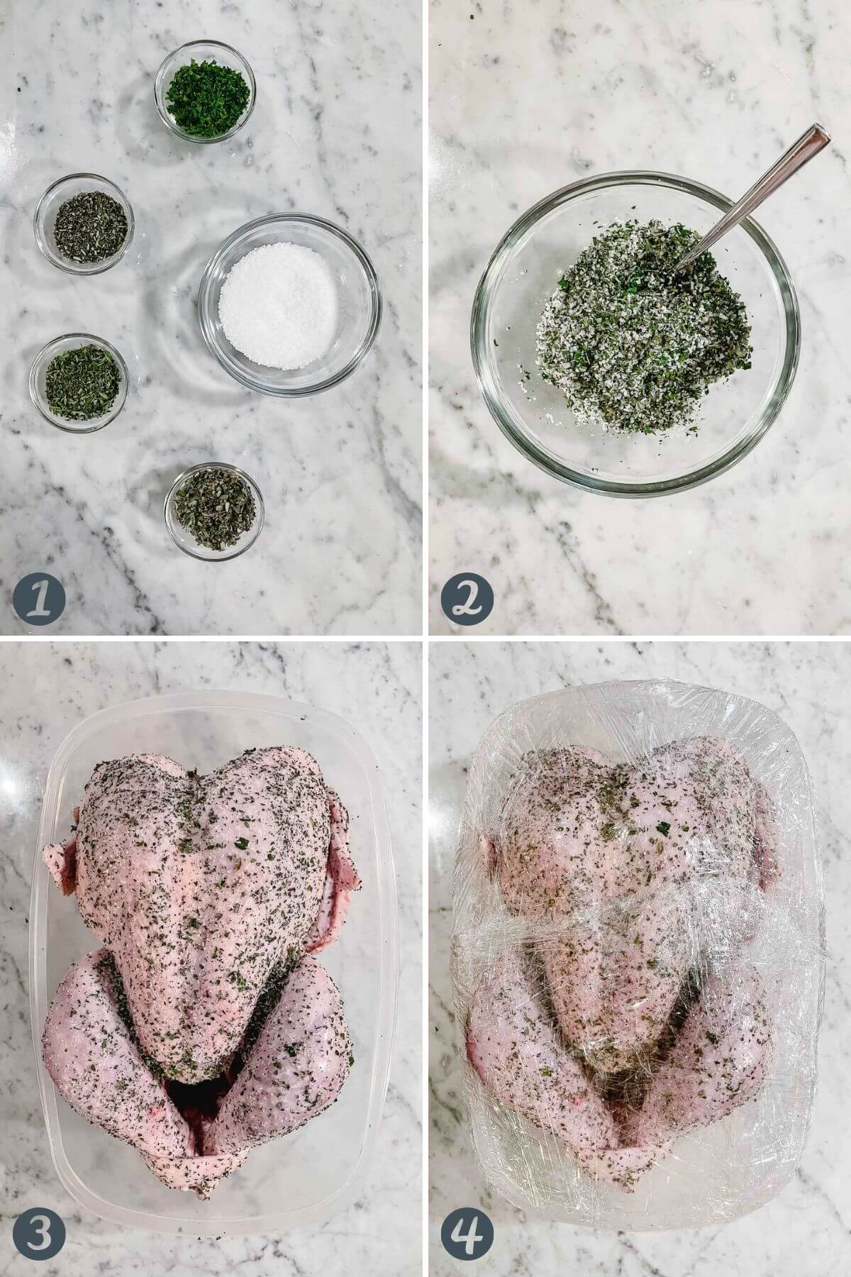 Images étape par étape pour préparer une dinde pour le fumeur.