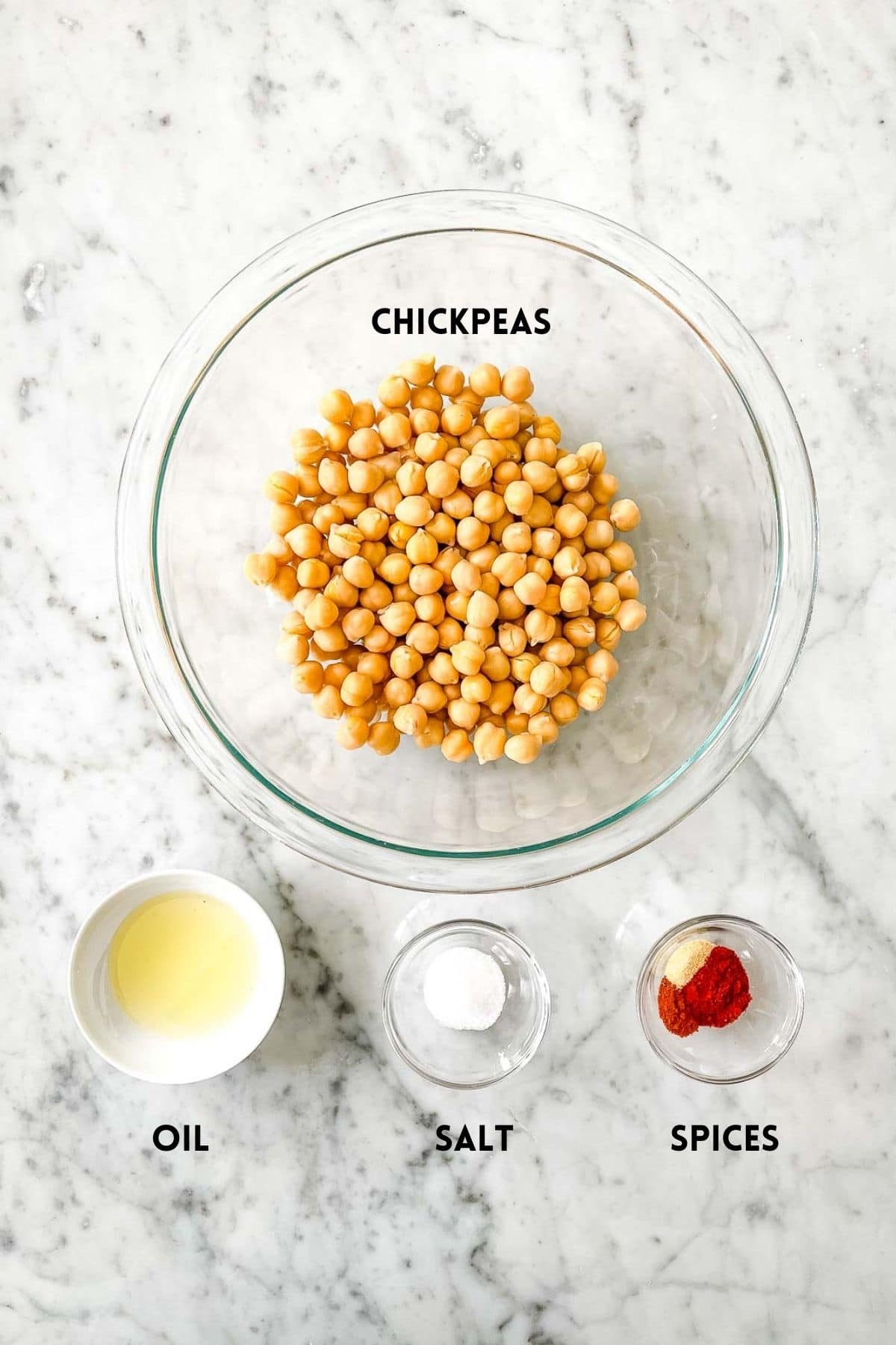 Ingrédients nécessaires pour les Pois chiches à la friteuse à air
