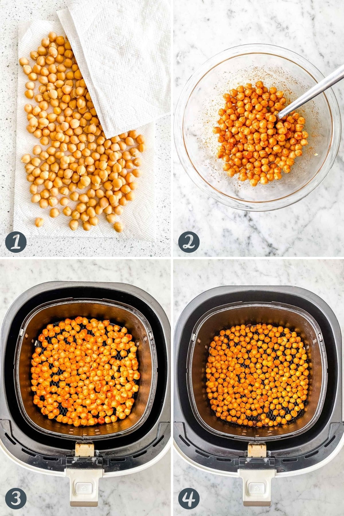 Étapes pour préparer les Pois chiches à la friteuse à air