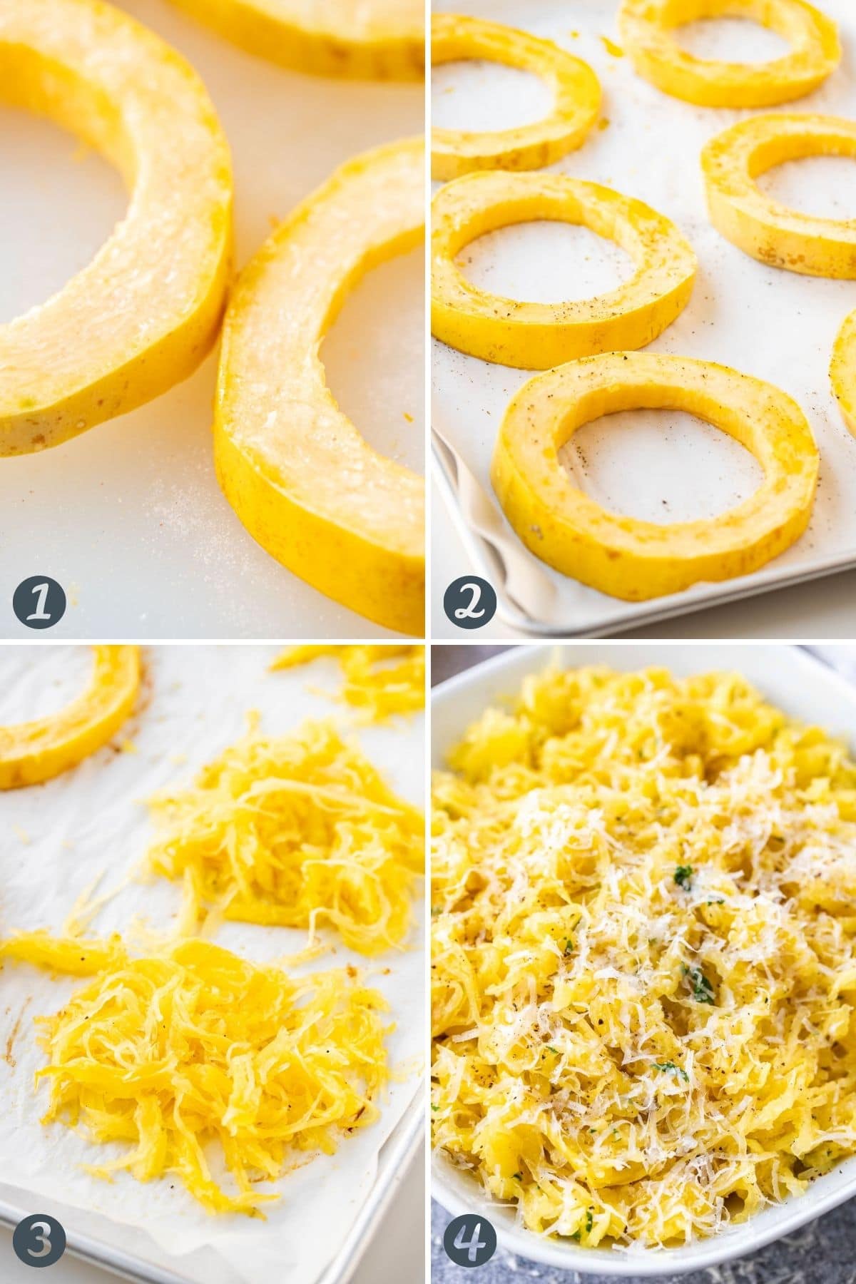 Instructions étape par étape pour la courge spaghetti rôtie