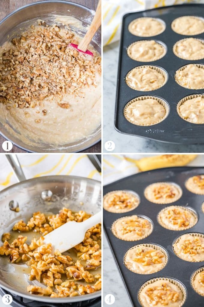 Comment faire des muffins à la banane et aux noix - collage.