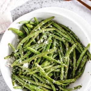vue de dessus des haricots verts