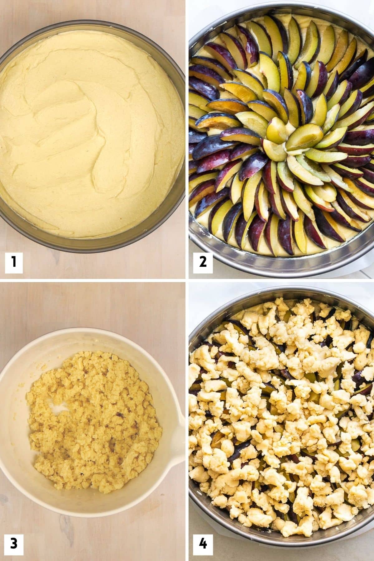 Étapes pour préparer le gâteau aux prunes allemand à partir de zéro.
