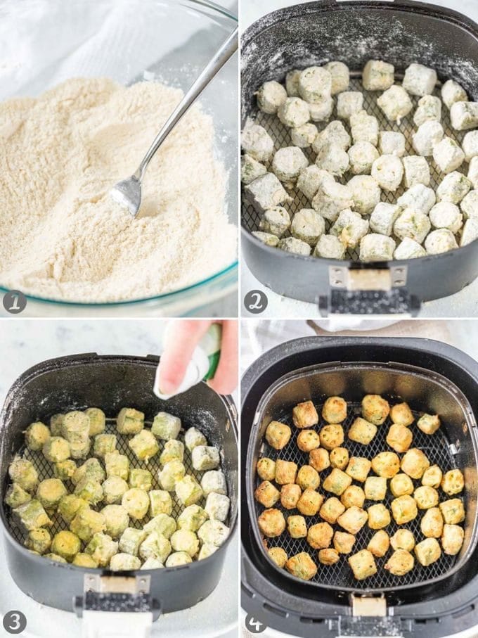 Collage de la préparation du gombo à la friteuse à air