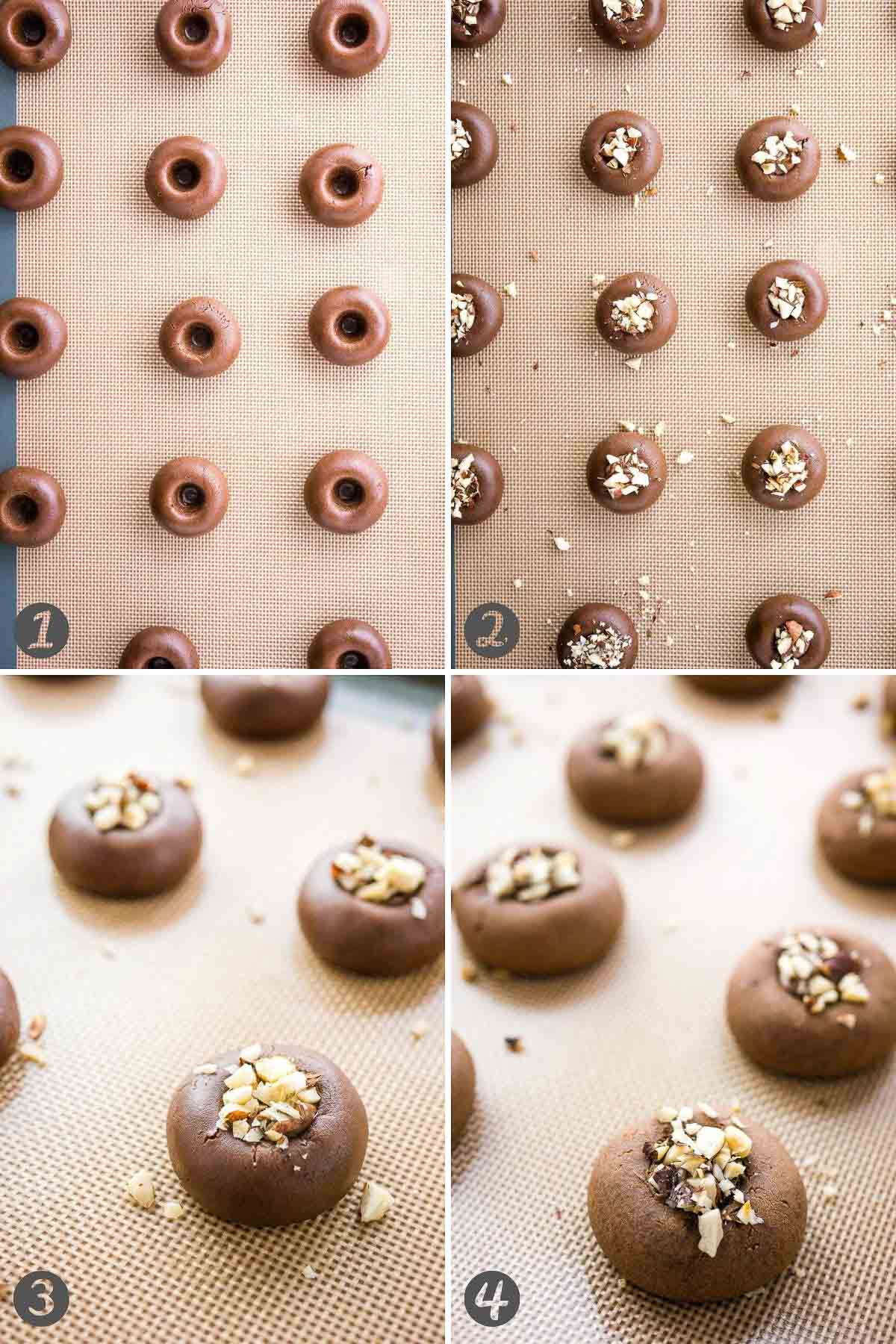 Collage étape par étape pour faire des cookies au Nutella