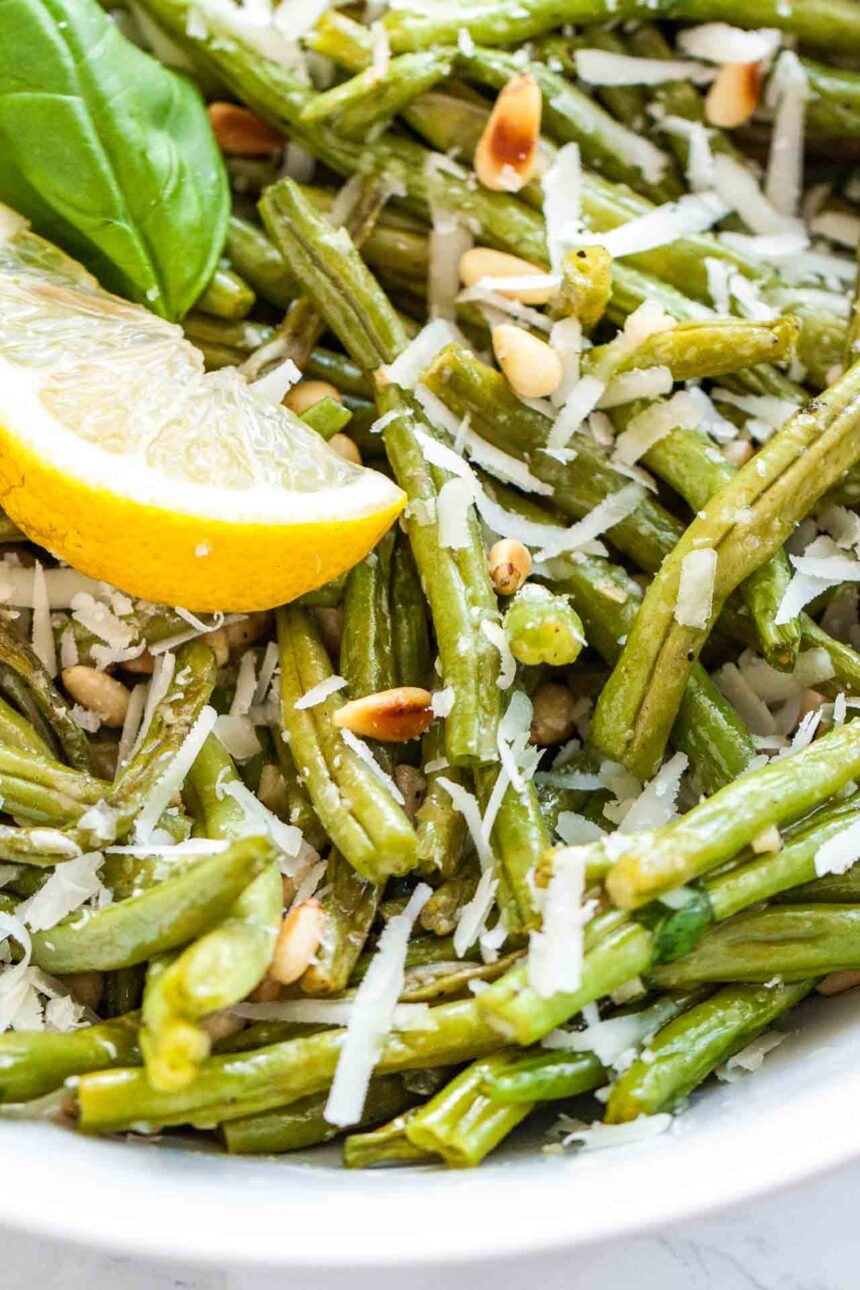 Haricots verts rôtis au four avec parmesan